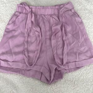 Purple paper bag shorts